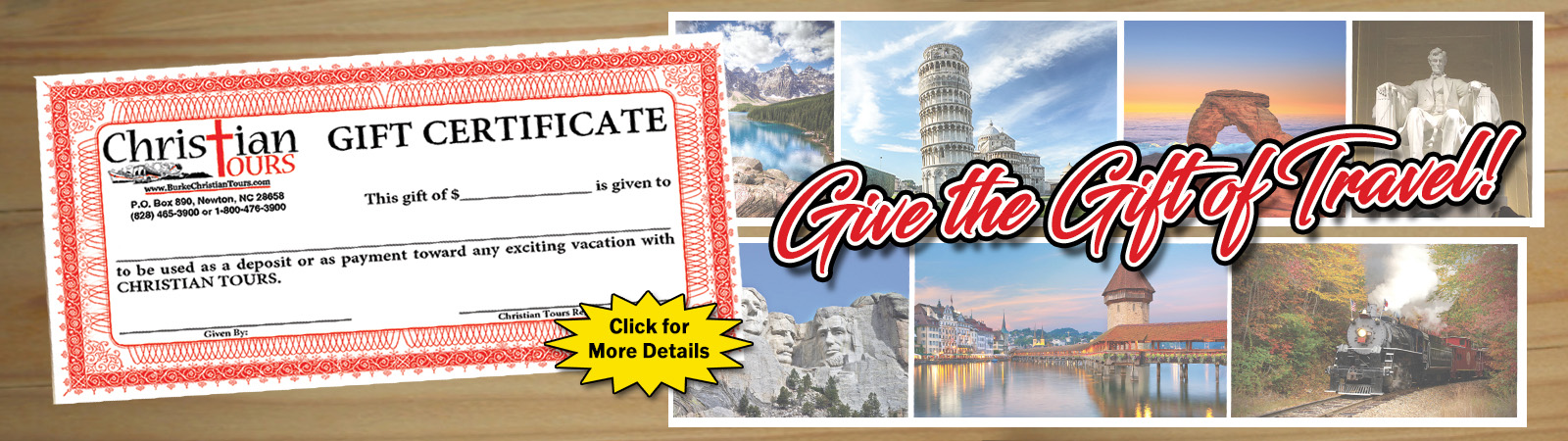 Christian Tours Gift Certificates!
